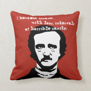 Edgar Allan Poe Insane Quote Silhouette Cushion