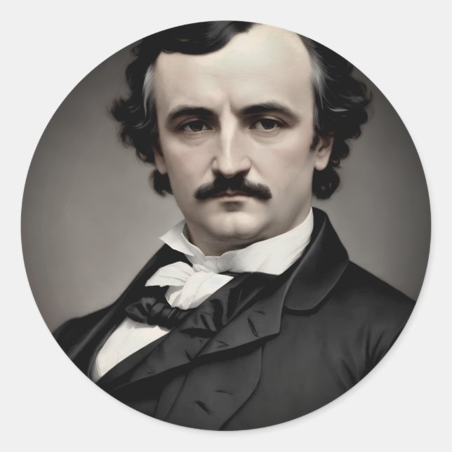 Edgar Allan Poe Original Portrait Classic Round Sticker (Front)