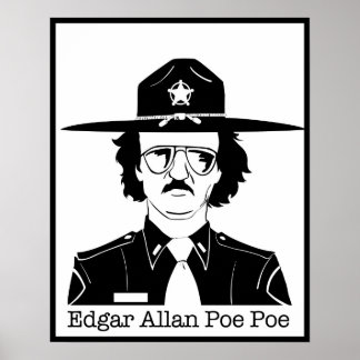 Edgar Allan Poe Poe (Black on White) Poster