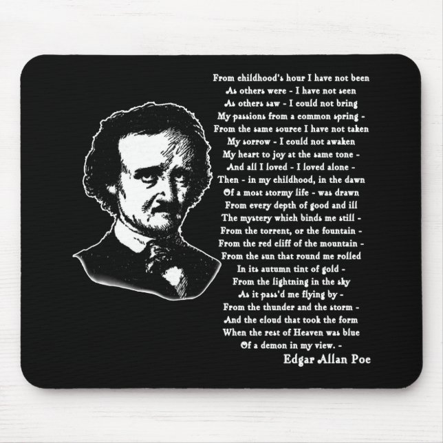 Edgar Allan Poe Poem ALONE Mouse Mat (Front)