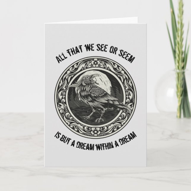 Edgar Allan Poe Poet Author Dream Raven Medallion  Card (Front)