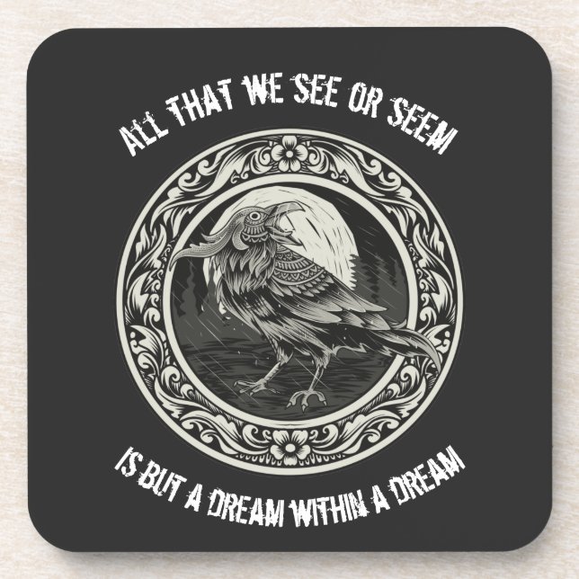 Edgar Allan Poe Poet Author Dream Raven Medallion  Coaster (Front)