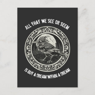 Edgar Allan Poe Poet Author Dream Raven Medallion  Postcard