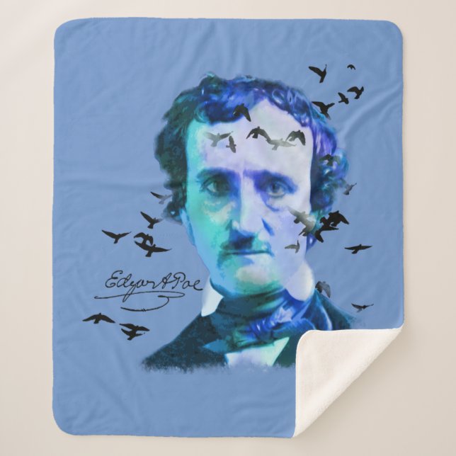 Edgar Allan Poe Poet Ravens  Sherpa Blanket (Front)