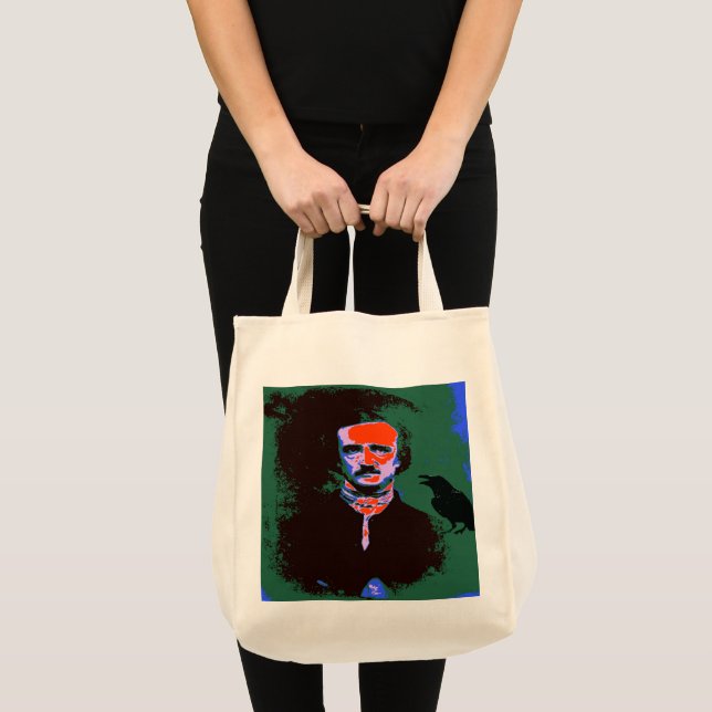Edgar Allan Poe Pop Art Large Tote Bag (Front (Product))