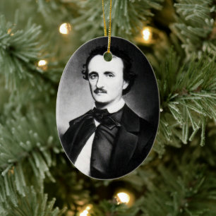 Edgar Allan Poe Portrait   Ceramic Tree Decoration