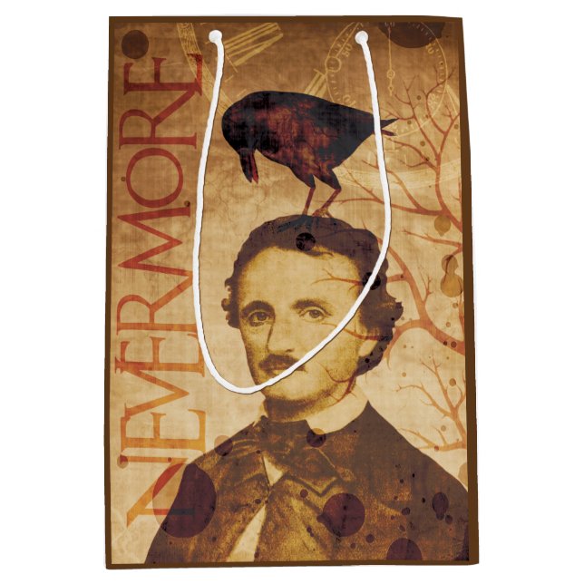 Edgar Allan Poe Quoth the Raven Nevermore Medium Gift Bag (Front)
