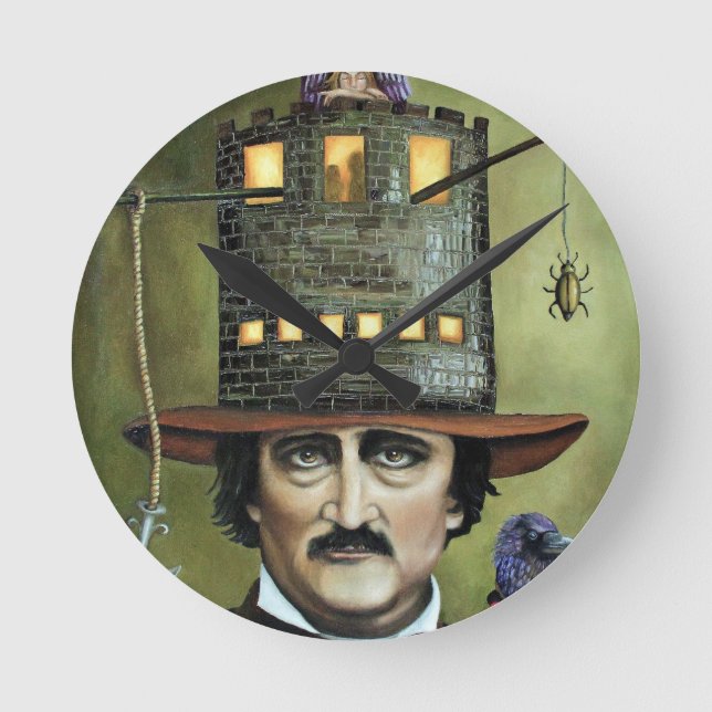Edgar Allan Poe Round Clock (Front)