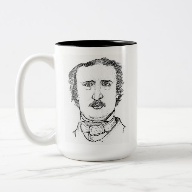 Edgar Allan Poe Stipple Art Coffee Mug (Left)