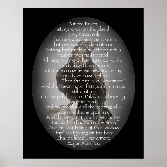 Edgar Allan Poe The Raven Poem Raven Watercolor Poster (Front)