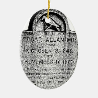 Edgar Allan Poe Tombstone. Creepy Halloween Images Ceramic Tree Decoration