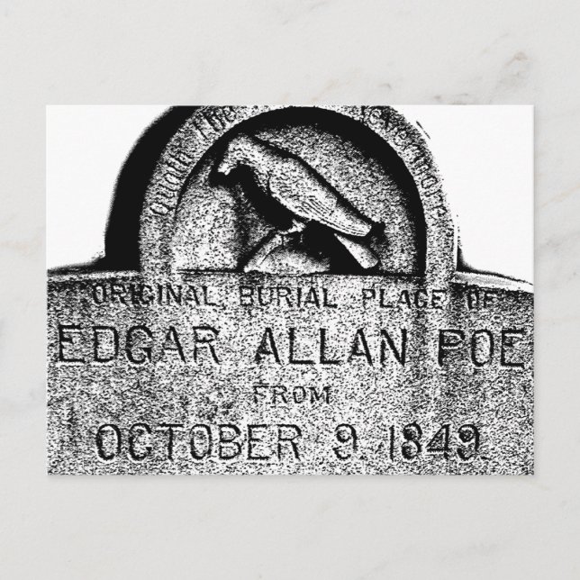 Edgar Allan Poe Tombstone. Creepy Halloween Images Postcard (Front)