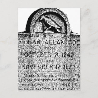 Edgar Allan Poe Tombstone. Creepy Halloween Images Postcard