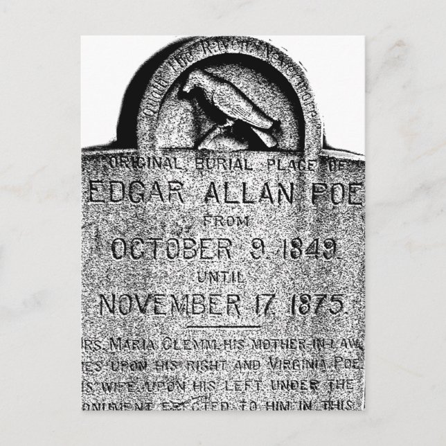 Edgar Allan Poe Tombstone. Creepy Halloween Images Postcard (Front)