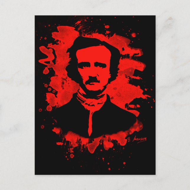 Edgar Allan Poe Tribute (red) Postcard (Front)