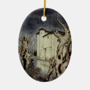 Edgar Allan Poe Usher painting by Arthur Rackham Ceramic Tree Decoration