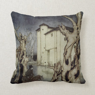 Edgar Allan Poe Usher painting by Arthur Rackham Cushion