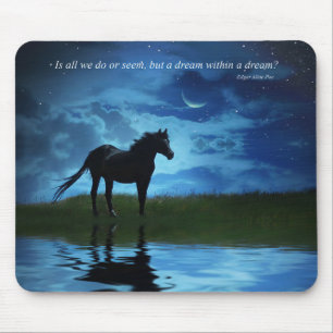 Edgar Allan Poe's Poem with Horse and Night Sky Mouse Mat