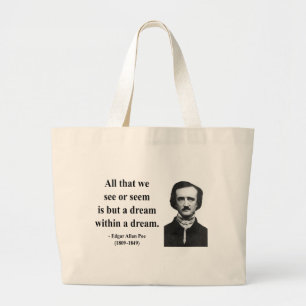 Edgar Allen Poe Quote 1b Large Tote Bag