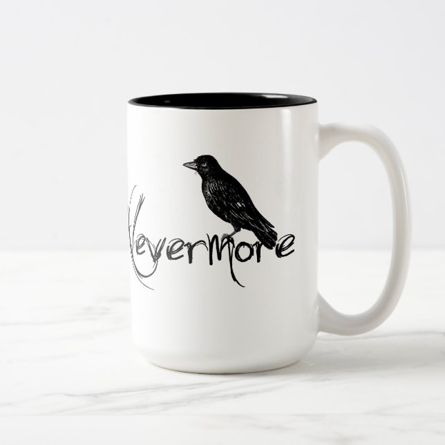 Edgar Allen Poe Raven Nevermore Halloween Two-Tone Coffee Mug (Right)