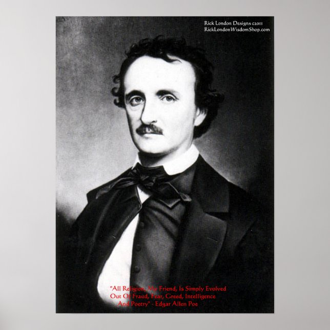Edgar Allen Poe "Religion Is" Wisdom Quote Gifts Poster (Front)