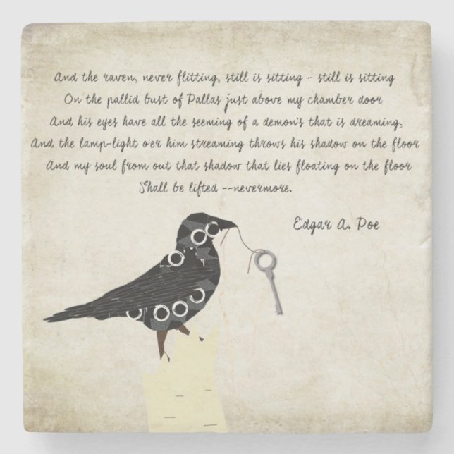 Edgar Allen Poe Stone Coaster (Front)