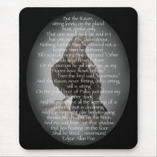 Edgar Allen Poe "The Raven" Halloween Poem bird Mouse Mat