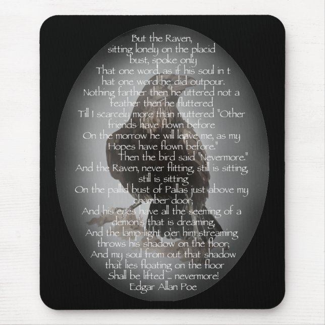 Edgar Allen Poe "The Raven" Halloween Poem bird Mouse Mat (Front)