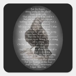 Edgar Allen Poe "The Raven" Halloween Poem bird Square Sticker