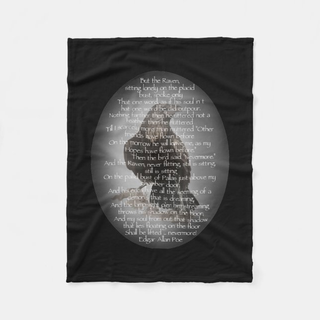 Edgar Allen Poe The Raven Poem Fleece Blanket (Front)