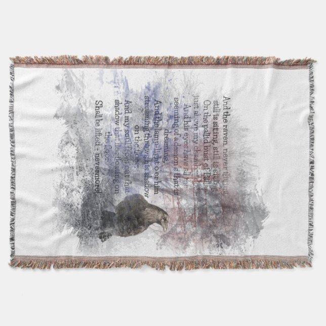 Edgar Allen Poe "The Raven" raven bird Halloween Throw Blanket (Front)