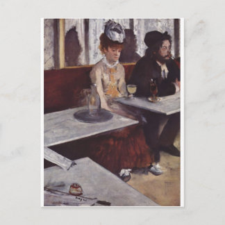 Edgar Degas - Absinthe 1876 man Woman Cafe oil Postcard