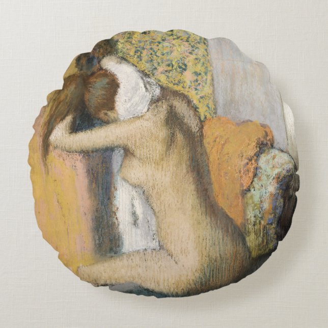 Edgar Degas | After the Bath, Woman Drying Neck Round Cushion (Front)