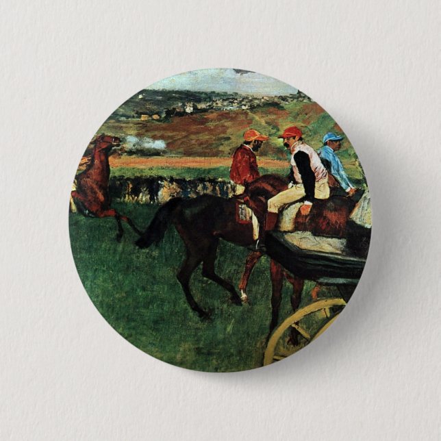 Edgar Degas, At the Races 6 Cm Round Badge (Front)