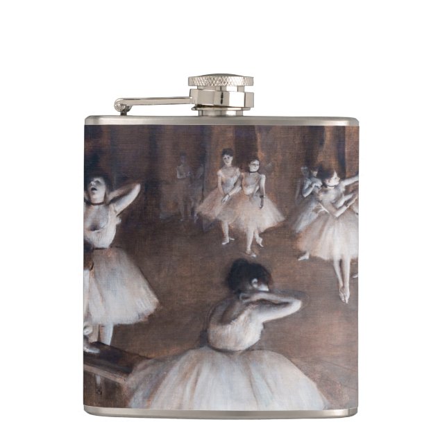 Edgar Degas - Ballet Rehearsal on Stage Hip Flask (Front)