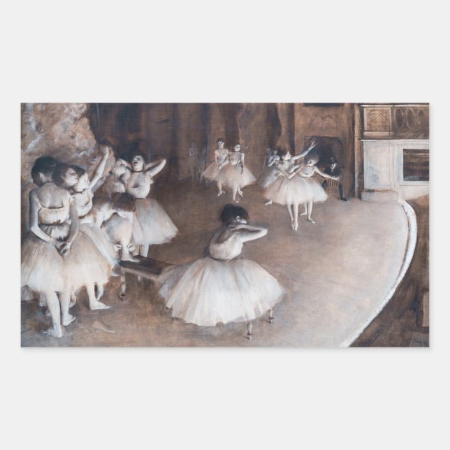 Edgar Degas - Ballet Rehearsal on Stage Rectangular Sticker (Front)