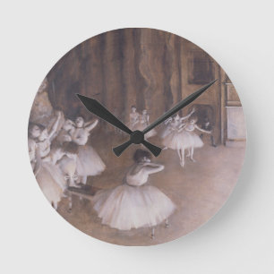 Edgar Degas   Ballet Rehearsal on the Stage, 1874 Round Clock