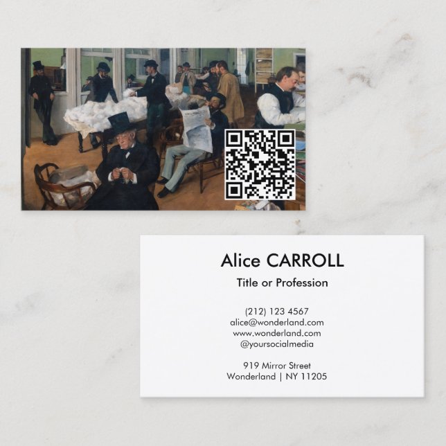 Edgar Degas - Cotton Office New Orleans - QR Code Business Card (Front/Back)