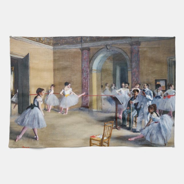 Edgar Degas - Dance Foyer, Opera rue Le Peletier Tea Towel (Horizontal)