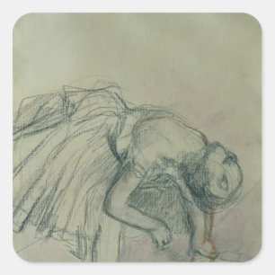 Edgar Degas Dancer Fixing her Slipper, c.1865 Square Sticker