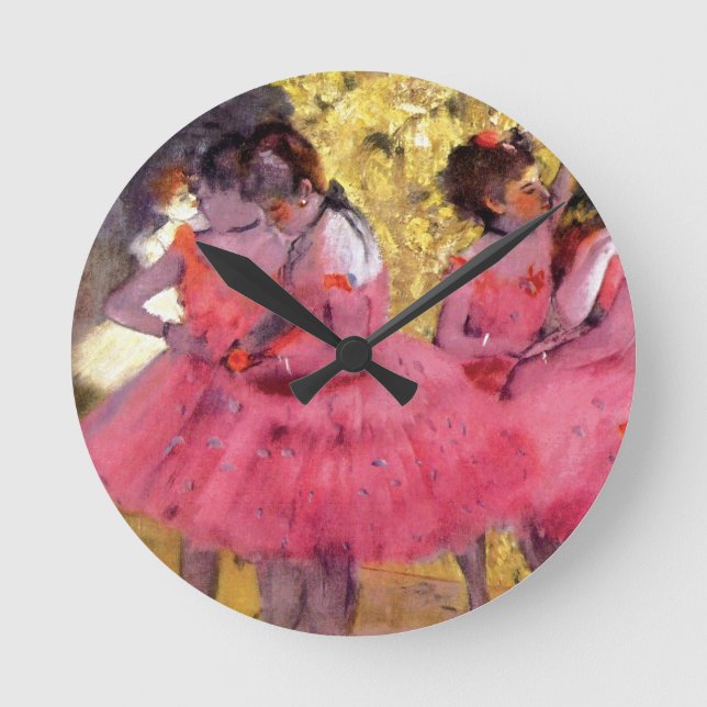 Edgar Degas - Dancers in Pink - Ballet Dance Lover Round Clock (Front)