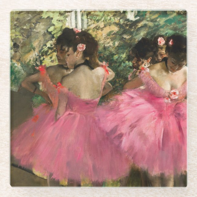 Edgar Degas - Dancers in pink Glass Coaster (Front)