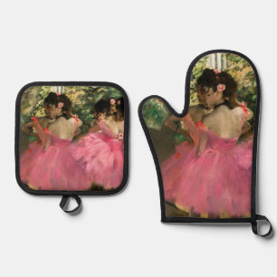 Edgar Degas - Dancers in pink Oven Mitt & Pot Holder Set