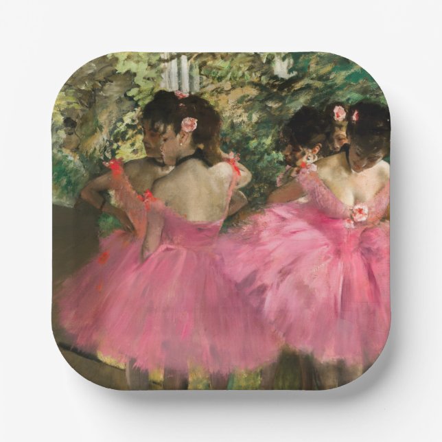 Edgar Degas - Dancers in pink Paper Plate (Front)