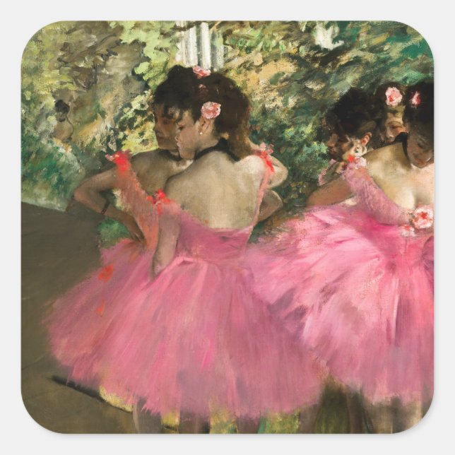 Edgar Degas - Dancers in pink Square Sticker (Front)