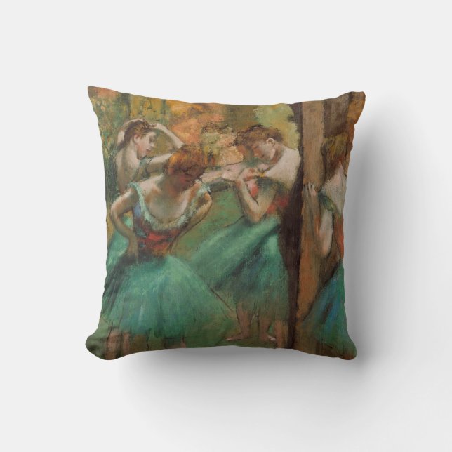 Edgar Degas Dancers Pink and Green Cushion (Front)