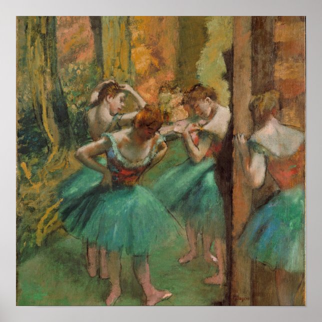Edgar Degas Dancers Pink and Green Impressionist Poster (Front)