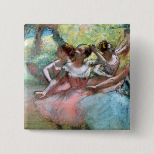 Edgar Degas   Four ballerinas on the stage 15 Cm Square Badge