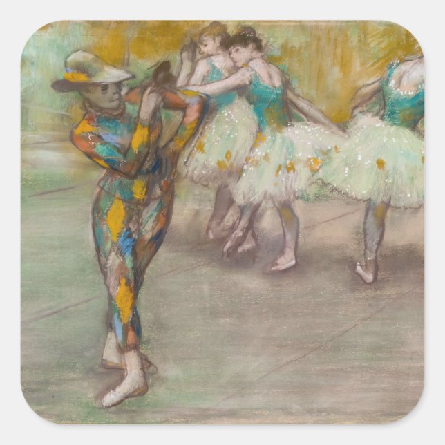 Edgar Degas - Harlequin Dance Square Sticker (Front)
