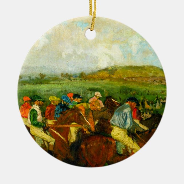 Edgar Degas Horseback Riding Ceramic Tree Decoration (Front)